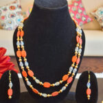 2 Stringed Flat Beads N Crystal Necklace
