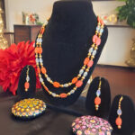 2 Stringed Flat Beads N Crystal Necklace - Image 2