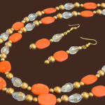 2 Stringed Flat Beads N Crystal Necklace - Image 4