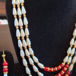 Triple String Drop Shaped Pearls Necklace - Image 3