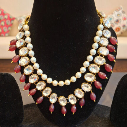 2 Layered Kundan Pearls Necklace