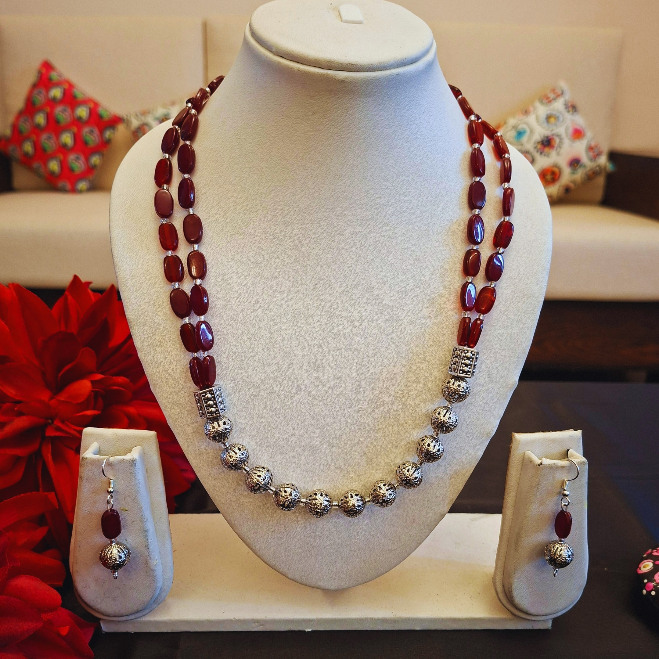 70 Oxidised Beads Necklace - Image 1