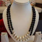 Pearls n Black Beads Necklace
