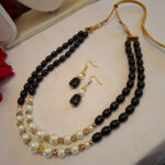 Pearls n Black Beads Necklace - Image 2
