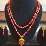 2 Strand Red Necklace with Pendant